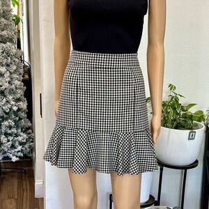 Veronica Beard Plaid Black and White Gingham Skirt